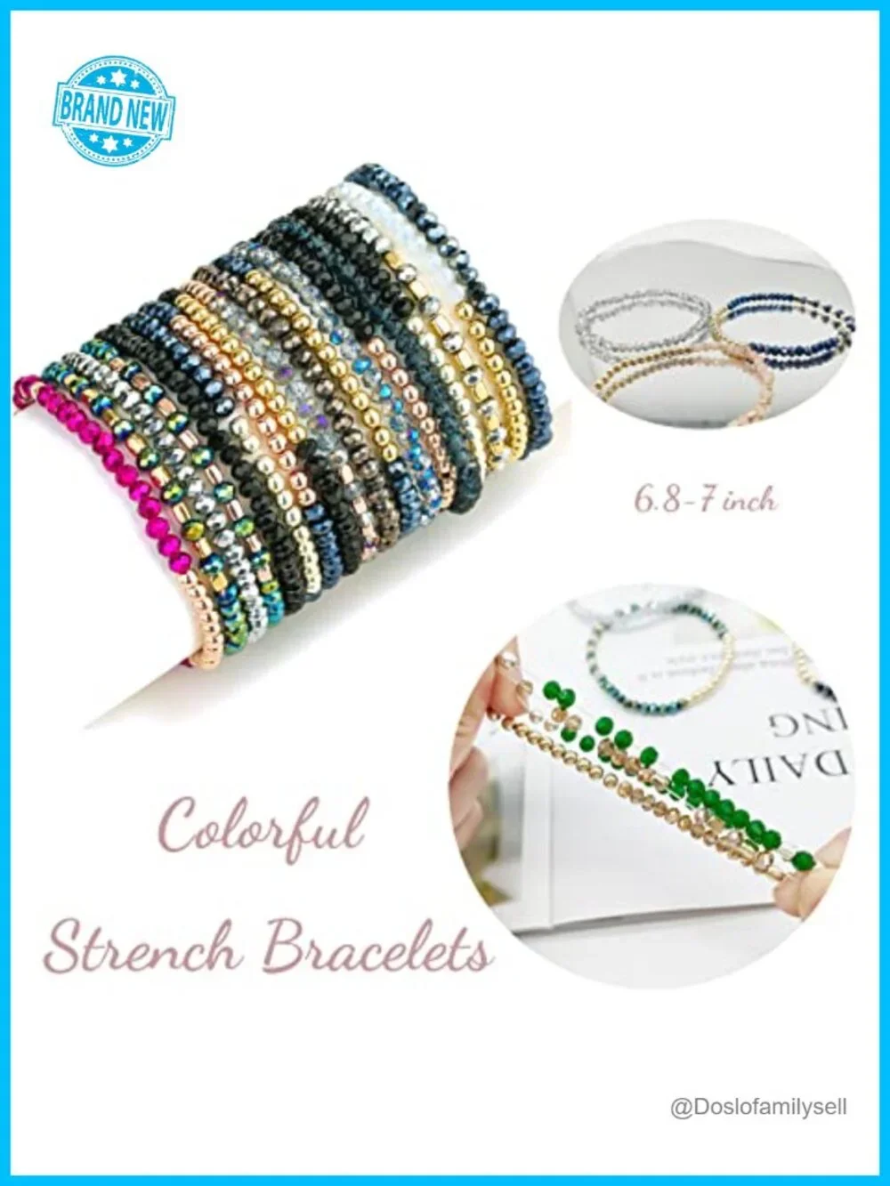 35Pcs Boho Beaded Bracelets Set Stackable Stretch Crystal Glass Bracelets